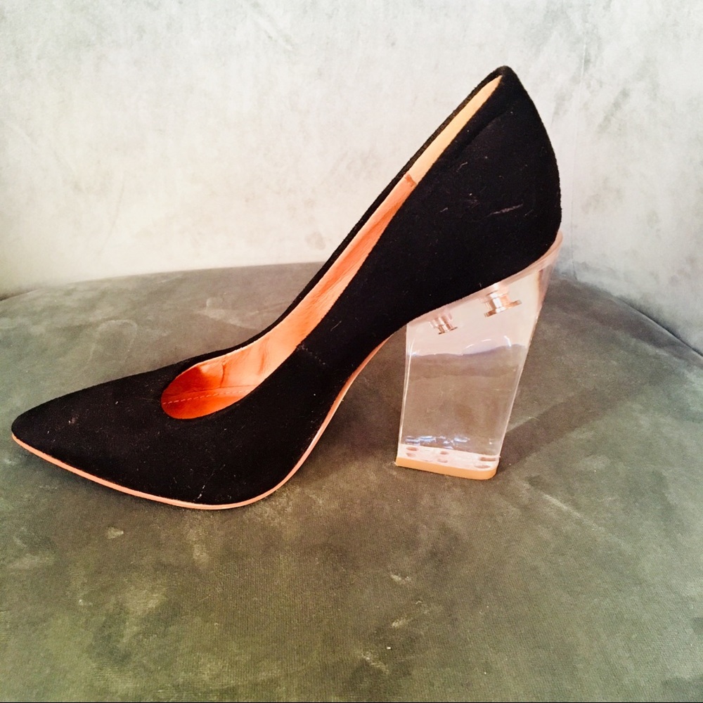 Black pump with clear heel
